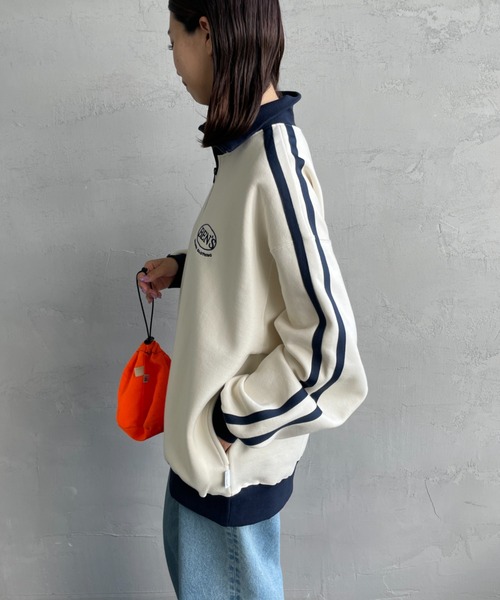 BEN DAVIS（ベンデイビス）の「[BEN DAVIS/ベンデイビス] リブネック ハーフジップスウェット（スウェット・レディース・オフホワイト/ブラック/オレンジ・M/XL/L）」の8枚目の写真