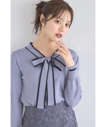 【ZOZO限定】配色ライン入りボウタイりぼんニットプルオーバー