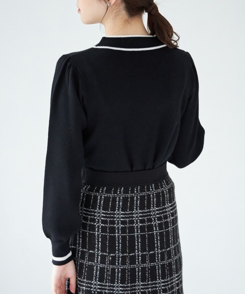 ZOZO限定】配色ライン入りボウタイりぼんニットプルオーバー（ニット