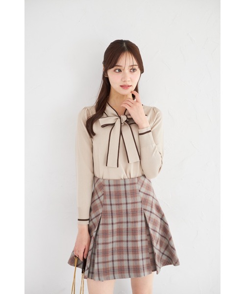 まめち3個セット ZOZO限定】配色ライン入りボウタイりぼんニットプルオーバー（ニット