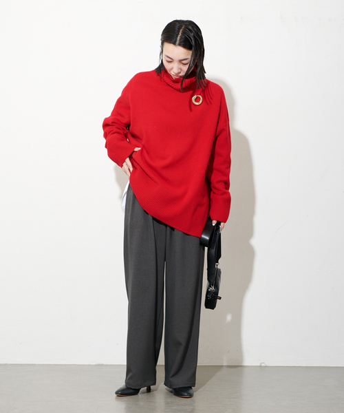 JOURNAL STANDARD（ジャーナルスタンダード）の「《追加3》ウールライクストレッチワイドパンツ（スラックス・レディース・チャコールグレー/アイボリー/ブラック・34/38/36/40）」の12枚目の写真