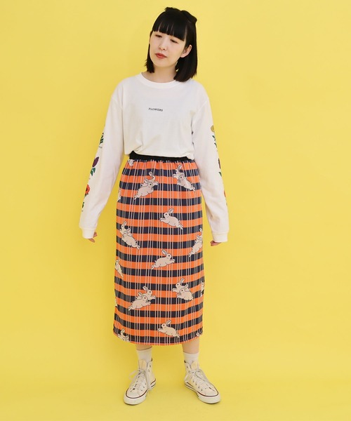 didizizi(ディディジジ)の「うさチェック JQSK(スカート・レディース・オレンジ/ブルー・FREE)」の5枚目の写真
