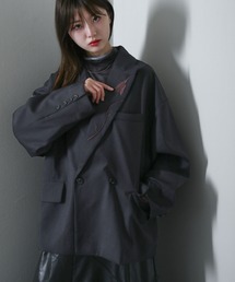 Nilway（ニルウェイ）の「420g/m配色ステッチ 刺繍 ダブルテーラードジャケット【セットアップ対応】（テーラードジャケット）」