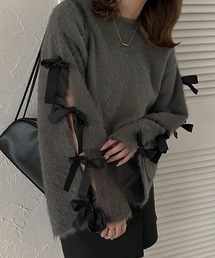 apres jour clair | 【apres jour clair】袖リボンシャギーニット【ZOZOTOWN限定アイテム】(ニット/セーター)