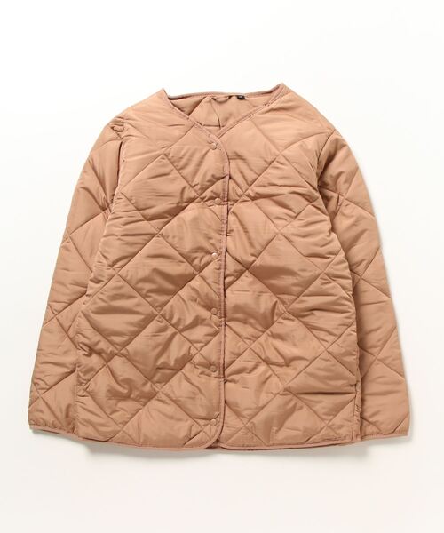 セール】atONE ふっくら着こなし防寒ダウン！軽量中綿ノーカラーダウン