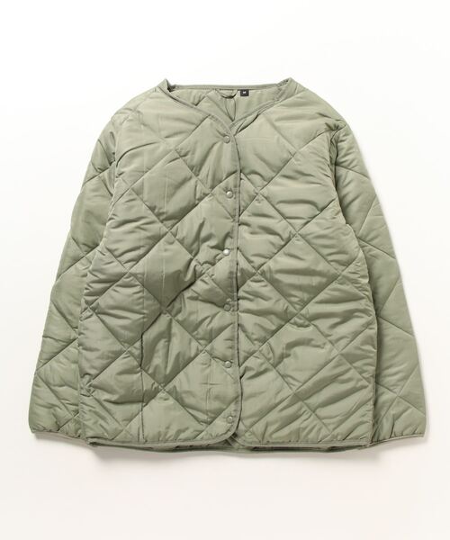 セール】atONE ふっくら着こなし防寒ダウン！軽量中綿ノーカラーダウン