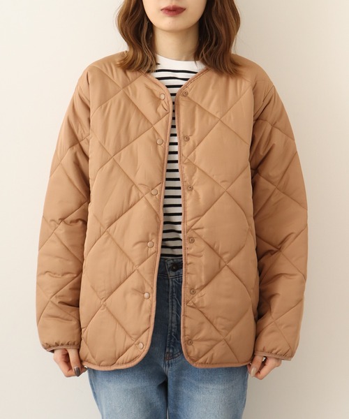 atONE(アットワン)の「atONE ふっくら着こなし防寒ダウン!軽量中綿ノーカラーダウンジャケット(ノーカラーコート・レディース・ベージュ/カーキ/アイボリー・L/LL/3L/4L/M)」の20枚目の写真