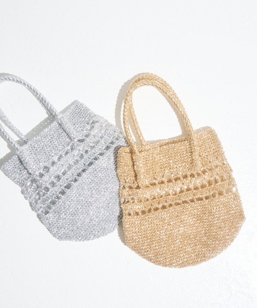 LAVEANGE(ラビアンジェ)の「ラメコードハンドバッグ(かごバッグ・レディース・ゴールド/シルバー・F)」の6枚目の写真