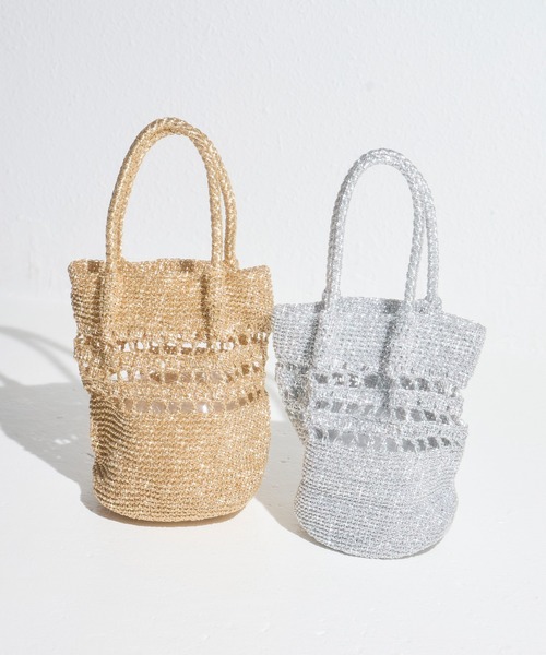 LAVEANGE(ラビアンジェ)の「ラメコードハンドバッグ(かごバッグ・レディース・ゴールド/シルバー・F)」の7枚目の写真