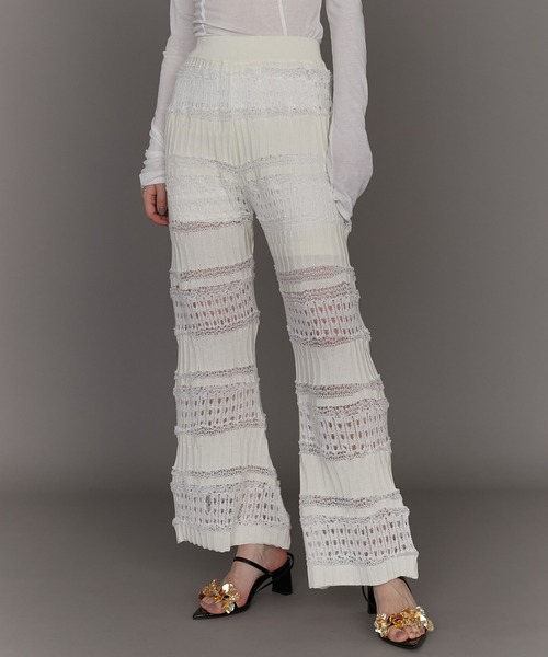 PRANK PROJECT（プランクプロジェクト）の「ブークレレースニットパンツ / Boucle Lace Knit Pants（その他パンツ・レディース・レッド/ホワイト/ブラック・36/38）」の12枚目の写真