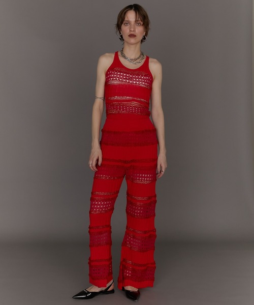 PRANK PROJECT（プランクプロジェクト）の「ブークレレースニットパンツ / Boucle Lace Knit Pants（その他パンツ・レディース・レッド/ホワイト/ブラック・36/38）」の11枚目の写真