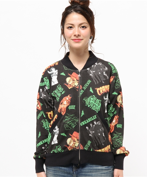 HYSTERIC GLAMOUR(ヒステリックグラマー)の「CR/SCRAP OF CRAMPS総柄 リブBZ(ブルゾン・レディース・ブルー系その他/ブラック系その他・FREE)」の5枚目の写真