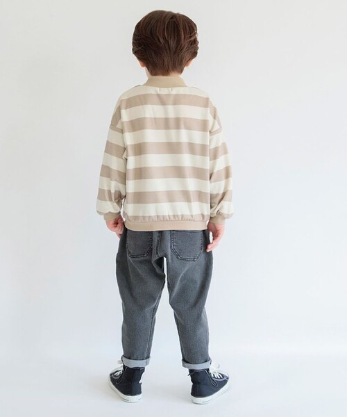 BRANSHES（ブランシェス）の「【あったか】裏シャギーボーダートレーナー（スウェット・キッズ・ブラック/ベージュ/グレー・150/140/110/90/130/120/100）」の15枚目の写真