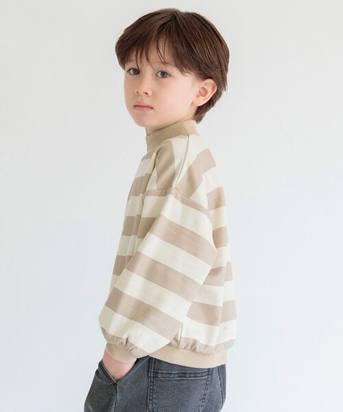 BRANSHES（ブランシェス）の「【あったか】裏シャギーボーダートレーナー（スウェット・キッズ・ブラック/ベージュ/グレー・150/140/110/90/130/120/100）」の16枚目の写真