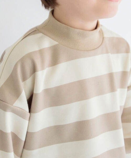 BRANSHES（ブランシェス）の「【あったか】裏シャギーボーダートレーナー（スウェット・キッズ・ブラック/ベージュ/グレー・150/140/110/90/130/120/100）」の17枚目の写真