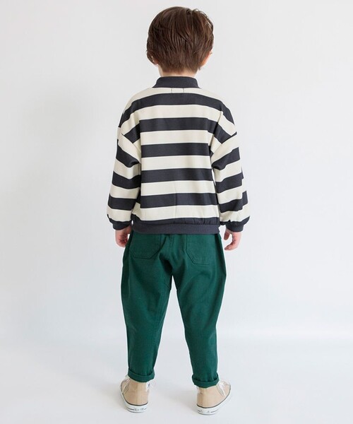 BRANSHES（ブランシェス）の「【あったか】裏シャギーボーダートレーナー（スウェット・キッズ・ブラック/ベージュ/グレー・150/140/110/90/130/120/100）」の4枚目の写真