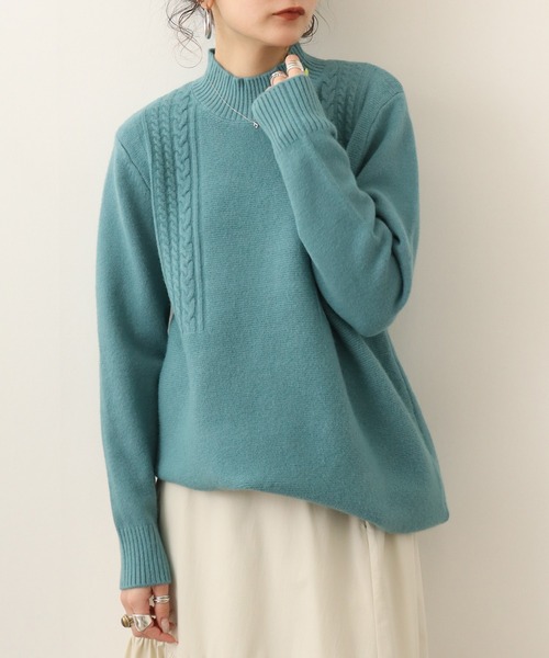 Chiaro（キアロ）の「chiaro チュニック丈ハイネックニット（ニット/セーター・レディース・ベージュ/モカ/ターコイズブルー/ブラック・40）」の4枚目の写真