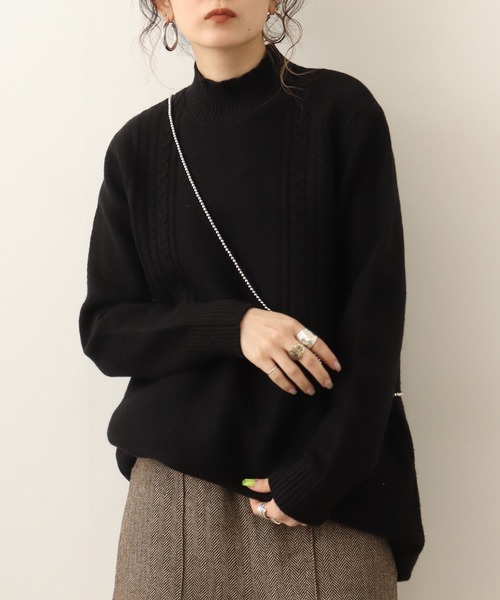 Chiaro（キアロ）の「chiaro チュニック丈ハイネックニット（ニット/セーター・レディース・ベージュ/モカ/ターコイズブルー/ブラック・40）」の2枚目の写真