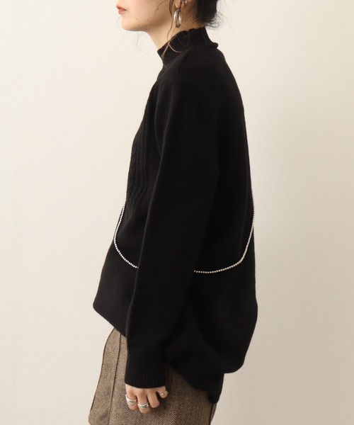 Chiaro（キアロ）の「chiaro チュニック丈ハイネックニット（ニット/セーター・レディース・ベージュ/モカ/ターコイズブルー/ブラック・40）」の6枚目の写真