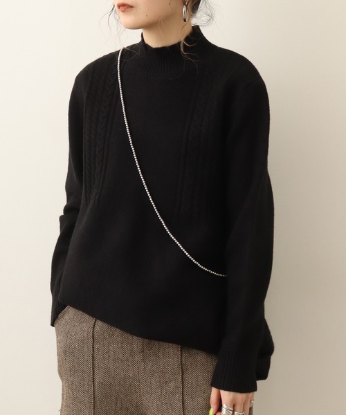 Chiaro（キアロ）の「chiaro チュニック丈ハイネックニット（ニット/セーター・レディース・ベージュ/モカ/ターコイズブルー/ブラック・40）」の5枚目の写真