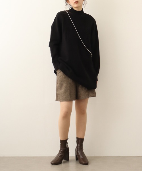 Chiaro（キアロ）の「chiaro チュニック丈ハイネックニット（ニット/セーター・レディース・ベージュ/モカ/ターコイズブルー/ブラック・40）」の9枚目の写真