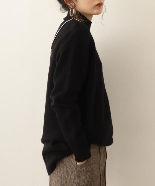 Chiaro（キアロ）の「chiaro チュニック丈ハイネックニット（ニット/セーター・レディース・ベージュ/モカ/ターコイズブルー/ブラック・40）」の7枚目の写真