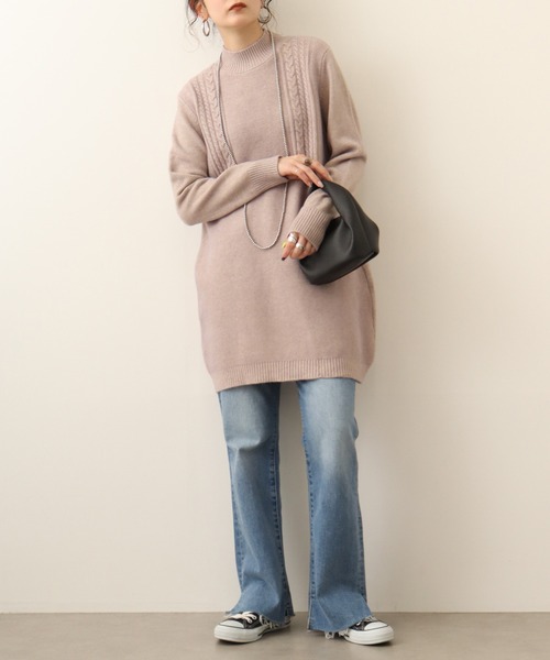 Chiaro（キアロ）の「chiaro チュニック丈ハイネックニット（ニット/セーター・レディース・ベージュ/モカ/ターコイズブルー/ブラック・40）」の14枚目の写真