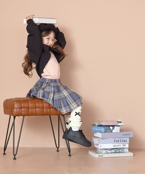 aBity select(アビティセレクト)の「レイヤードクロップド ダンボールニット/ボンディングトップス(スウェット・キッズ・サックスブルー/ブラック/杢グレー・100/120/110/90)」の9枚目の写真