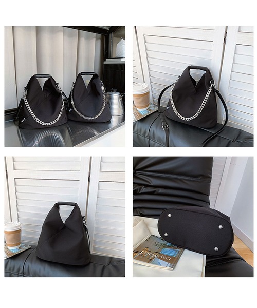 florist(フローリスト)の「【2WAY/3WAY】トライアングル×チェーンブラックハンドバッグ/ショルダーバッグ(ハンドバッグ・レディース・ブラック系2/ブラック系1・FREE)」の13枚目の写真