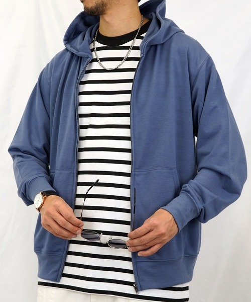 Burner(バーナー)の「【GROOVY STORE】ミニ裏毛 ZIPパーカー(パーカー・メンズ・ブラック/杢グレー/ブルー/スミクロ/ホワイト・M/LL/L)」の12枚目の写真