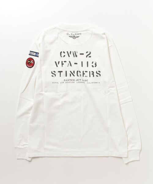 AVIREX（アヴィレックス）の「NAVAL PATCH LONGSLEEVE T-SHIRT / ネイバル パッチ ロングスリーブ Tシャツ / AVIREX / アヴィレックス（Tシャツ/カットソー・メンズ・その他17/オレンジ/ネイビー系1/ネイビー/ホワイト系2・XL/M/L/2XL）」の6枚目の写真