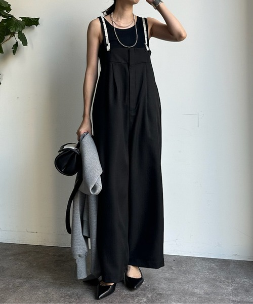 DouDou(ドゥドゥ)の「【AgAwd/アガウド】【WEB限定】 サスペンダータックパンツ(サロペット/オーバーオール・レディース・ブラウン/ブラック・FREE)」の9枚目の写真