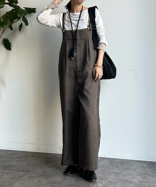 DouDou(ドゥドゥ)の「【AgAwd/アガウド】【WEB限定】 サスペンダータックパンツ(サロペット/オーバーオール・レディース・ブラウン/ブラック・FREE)」の15枚目の写真