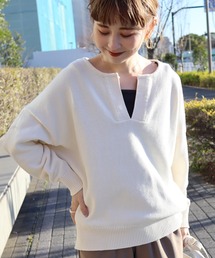【WEB限定】スキッパーニットプルオーバー