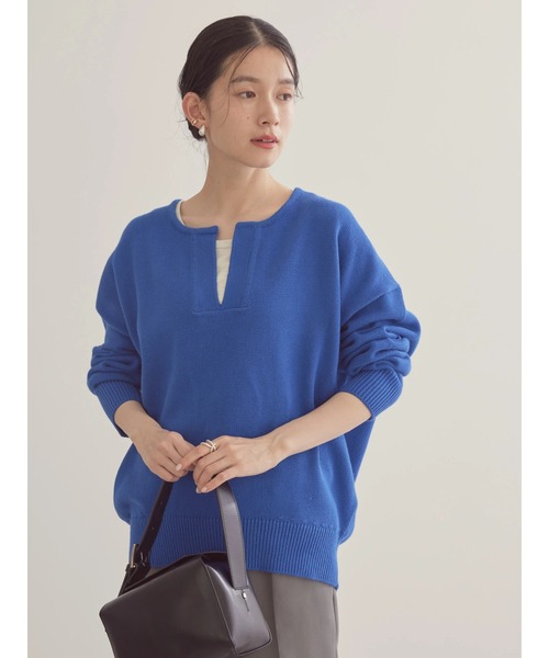 AMERICAN HOLIC(アメリカンホリック)の「【WEB限定】スキッパーニットプルオーバー(ニット/セーター・レディース・ブルー/アイボリー/ネイビー・L/M)」の6枚目の写真