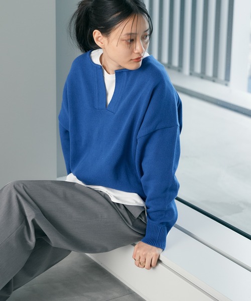 AMERICAN HOLIC(アメリカンホリック)の「【WEB限定】スキッパーニットプルオーバー(ニット/セーター・レディース・ブルー/アイボリー/ネイビー・L/M)」の21枚目の写真