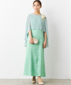 《マザードレス》【formforma限定】ケープ付きジャガードワンピースドレス/ワンピース/結婚式/パーティー/クルージング/発表会