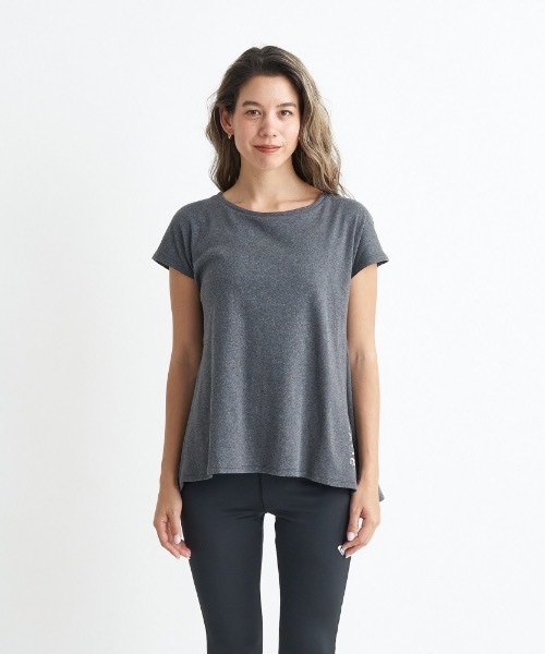 ROXY(ロキシー)の「BLESSING/ロキシー速乾UVカット付きフレンチスリーブカットソー(Tシャツ/カットソー・レディース・ヘザーグレー/ミント/グレー・LARGE/MEDIUM/SMALL)」の1枚目の写真