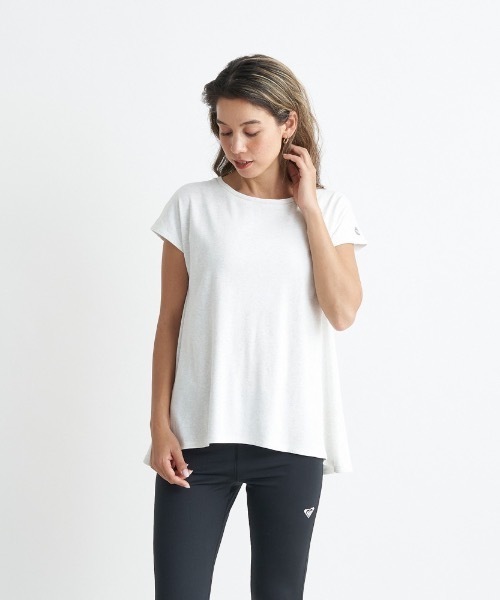 ROXY(ロキシー)の「BLESSING/ロキシー速乾UVカット付きフレンチスリーブカットソー(Tシャツ/カットソー・レディース・ヘザーグレー/ミント/グレー・LARGE/MEDIUM/SMALL)」の2枚目の写真