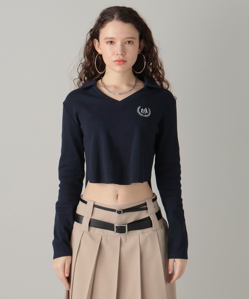 FOREVER 21(フォーエバー トゥエンティーワン)の「【2024SS】スキッパーエンブレムトップス(Tシャツ/カットソー・レディース・オフホワイト/グリーン/ネイビー・MEDIUM/SMALL)」の4枚目の写真