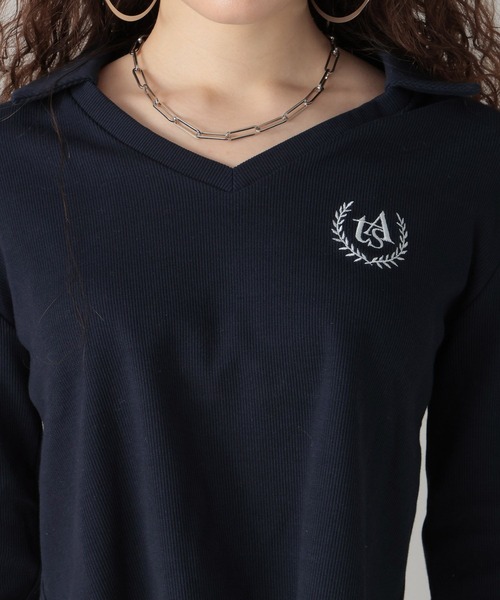 FOREVER 21(フォーエバー トゥエンティーワン)の「【2024SS】スキッパーエンブレムトップス(Tシャツ/カットソー・レディース・オフホワイト/グリーン/ネイビー・MEDIUM/SMALL)」の11枚目の写真