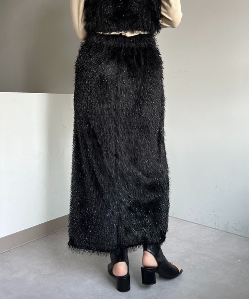 CAPRICIEUX LE'MAGE（カプリシューレマージュ）の「フェザーフリンジスカート（スカート・レディース・アイボリー/ブラック・36/38）」の9枚目の写真