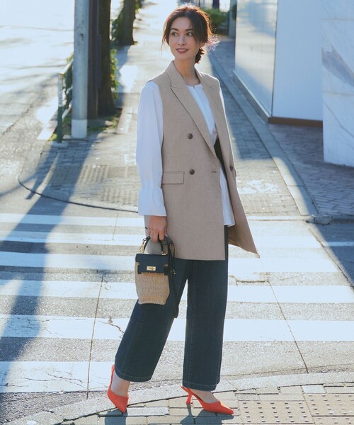 23区（ニジュウサンク）の「【セットアップ対応】リネン ミックスツイード ジレ（その他アウター・レディース・ベージュ系・38）」の2枚目の写真