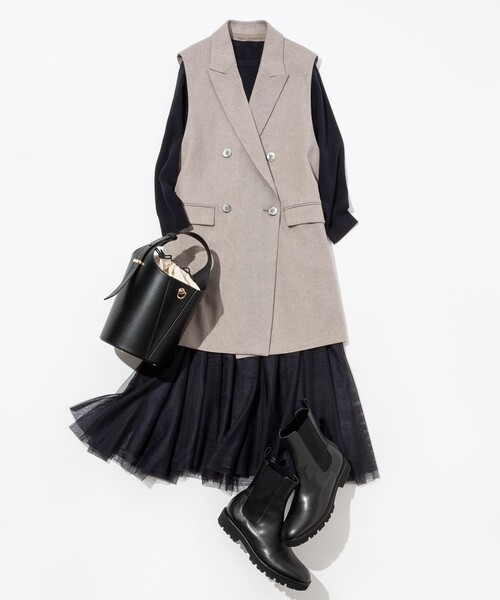 23区（ニジュウサンク）の「【セットアップ対応】リネン ミックスツイード ジレ（その他アウター・レディース・ベージュ系・38）」の7枚目の写真