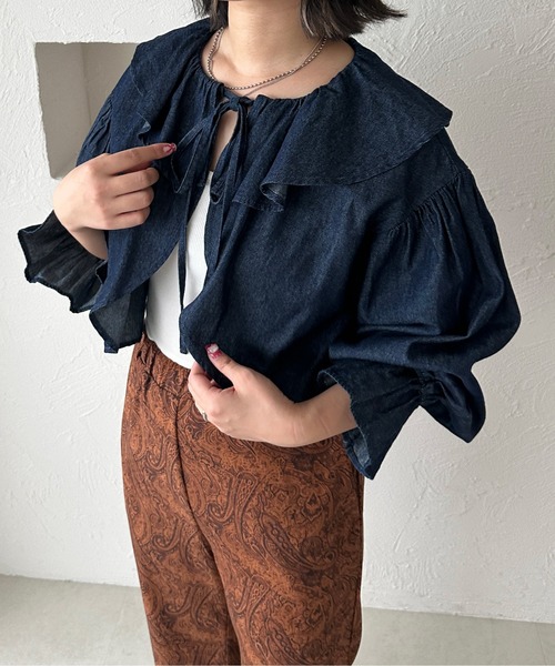 kutir（クティール）の「アソートリボンボレロ（カーディガン/ボレロ・レディース・インディゴブルー/チャコールグレー/ブラック/オフホワイト・FREE）」の4枚目の写真