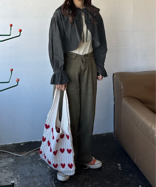 kutir（クティール）の「アソートリボンボレロ（カーディガン/ボレロ・レディース・インディゴブルー/チャコールグレー/ブラック/オフホワイト・FREE）」の9枚目の写真