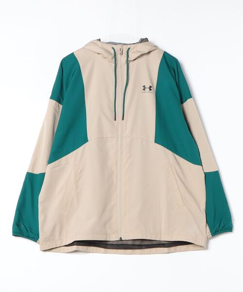 UNDER ARMOUR(アンダーアーマー)の「アンダーアーマー UAメッシュ ライナー ウーブン ソリッド ジャケット(ナイロンジャケット・レディース・ベージュ/ブラック・S/M/L/XL)」の2枚目の写真