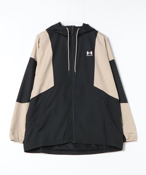 UNDER ARMOUR(アンダーアーマー)の「アンダーアーマー UAメッシュ ライナー ウーブン ソリッド ジャケット(ナイロンジャケット・レディース・ベージュ/ブラック・S/M/L/XL)」の1枚目の写真