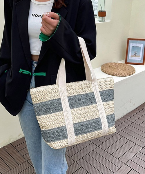 Miniministore(ミニミニストア)の「かごバッグ ナチュラル トートバッグ 夏(トートバッグ・レディース・ブルー/ネイビー/ベージュ/ピンク・FREE)」の1枚目の写真