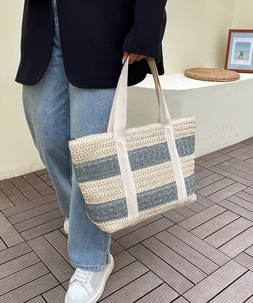 Miniministore(ミニミニストア)の「かごバッグ ナチュラル トートバッグ 夏(トートバッグ・レディース・ブルー/ネイビー/ベージュ/ピンク・FREE)」の11枚目の写真
